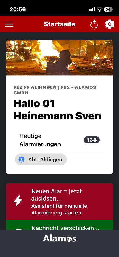 Die App FE Manager auf dem Smartphone – über sie lässt sich eine Alarmierung von außen auslösen